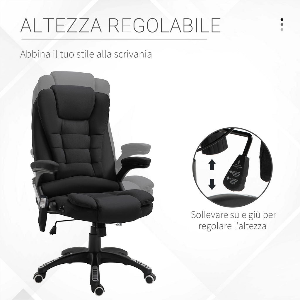 POLTRONA MASSAGGIANTE DA UFFICIO REGOLABILE  67X74X107-116CM NERA
