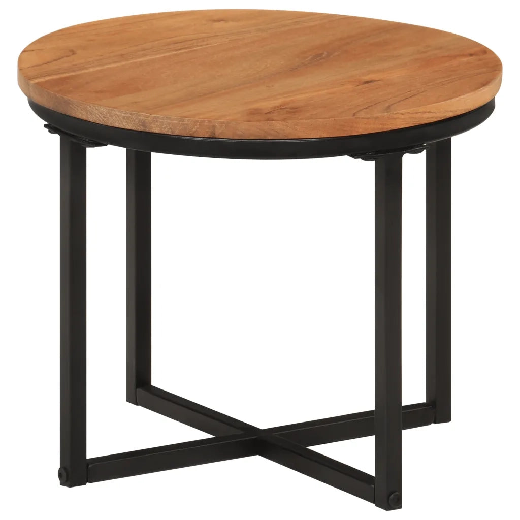 Tavolino Salotto 35x35x30cm in Legno Massello di Acacia e Ferro 372739