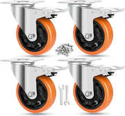 Ruote per mobili 100mm - Carico massimo 540kg - Polietilene - Bloccaggio doppio - Set da 4