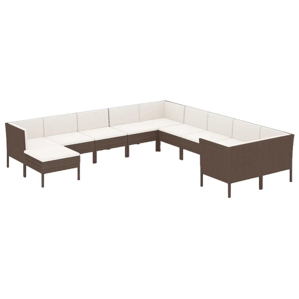 Set Divani da Giardino 11 pz con Cuscini in Polyrattan Marrone cod mxl 38436