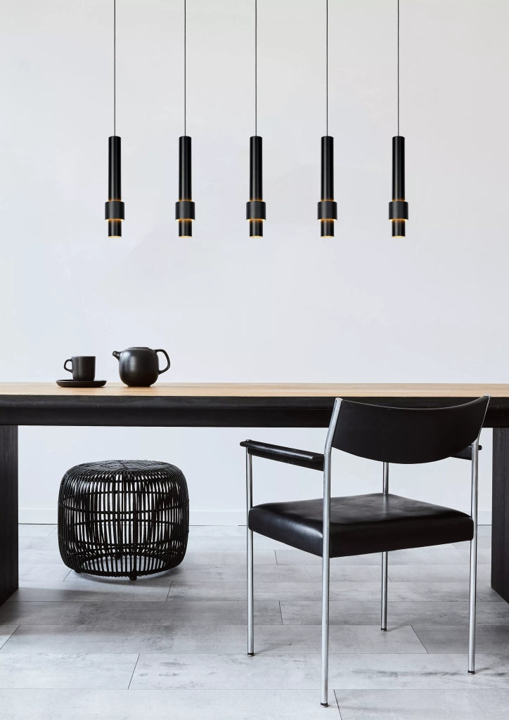 Lampadario tubi Lucide Margary nero LED 22W 5 luci