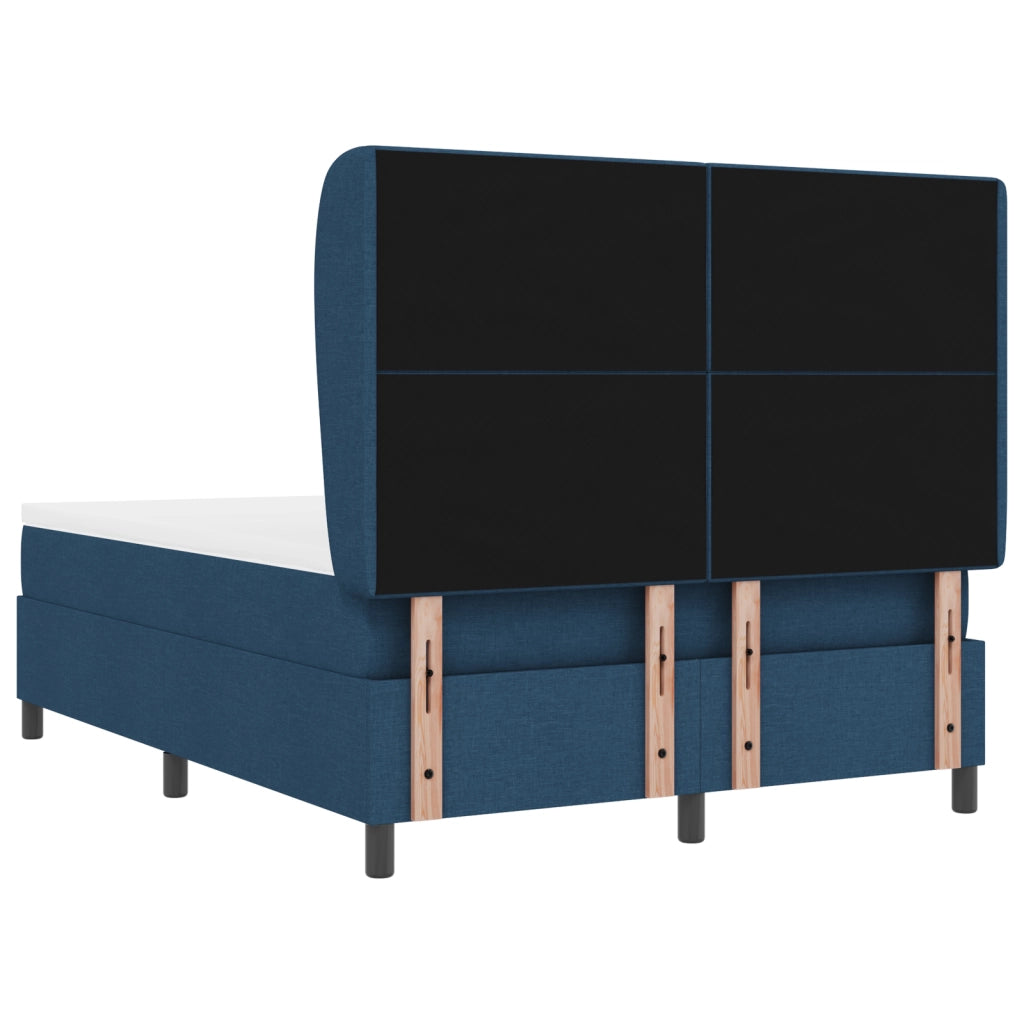 Letto Box Spring con Materasso Blu, 140x200 cm, Tessuto