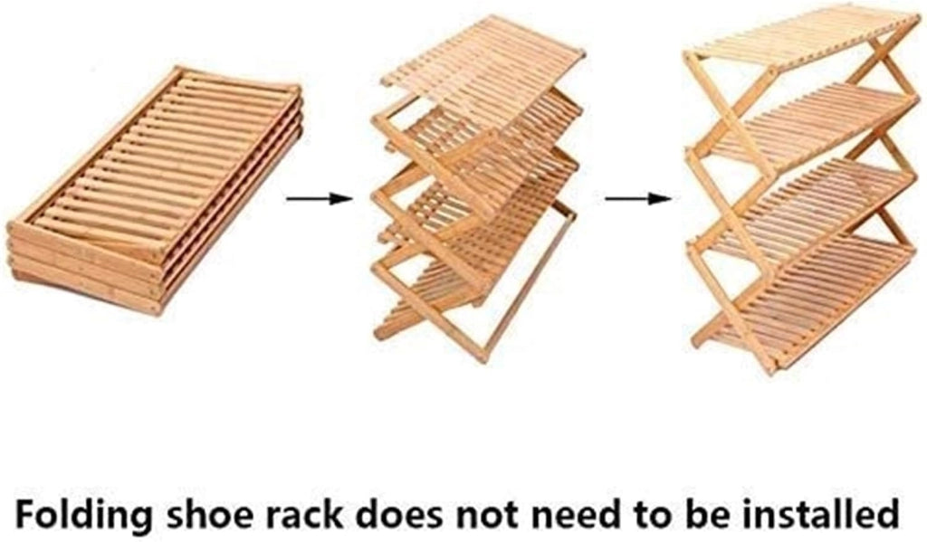 scarpiera Scarpiera per la casa Shoe Rack Scarpiera Pieghevole Scarpiera Multifunzionale Scatola per Scarpe in bambù Naturale Antipolvere (Dimensioni : 5Tier)