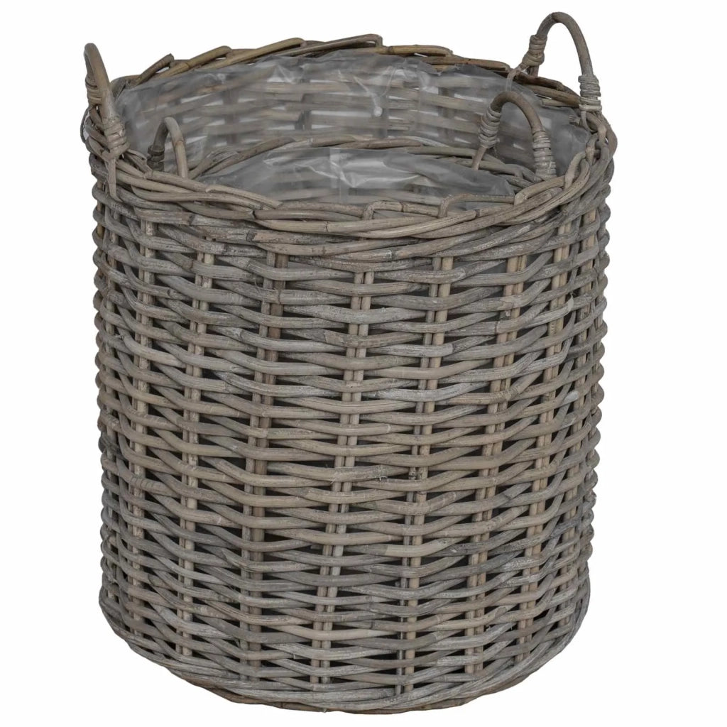 Cestino per piante con archiviazione 2 pcs Grigio Rattan Lacak