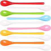 Set di 10 cucchiai in plastica - Cucchiaio grande con manico colorato - Cucchiai per gelato di alta qualità - Lunghezza 19 cm - Ideali per latte - Multifunzionali