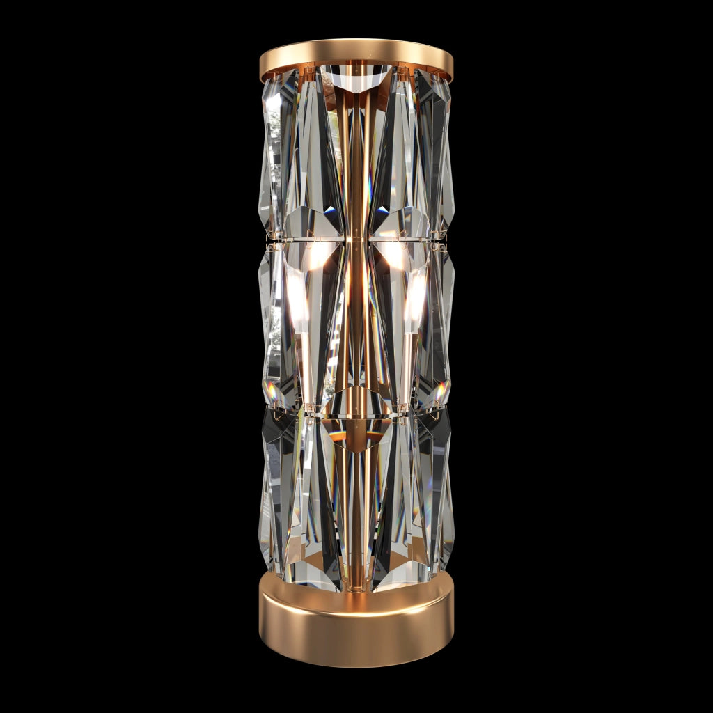 Maytoni Lampada da scrivania contemporanea Puntes 2 luci E14 oro acciaio cristalli