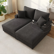 DIVANO 2 posti 163x140x82 cm Grigio in corduroy con 2 cuscini