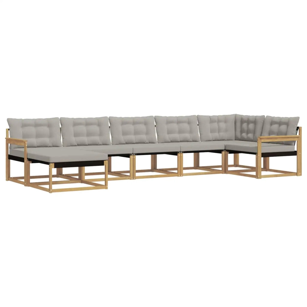 Set di divani da esterno 7 pcs Bianco e Grigio Chiaro