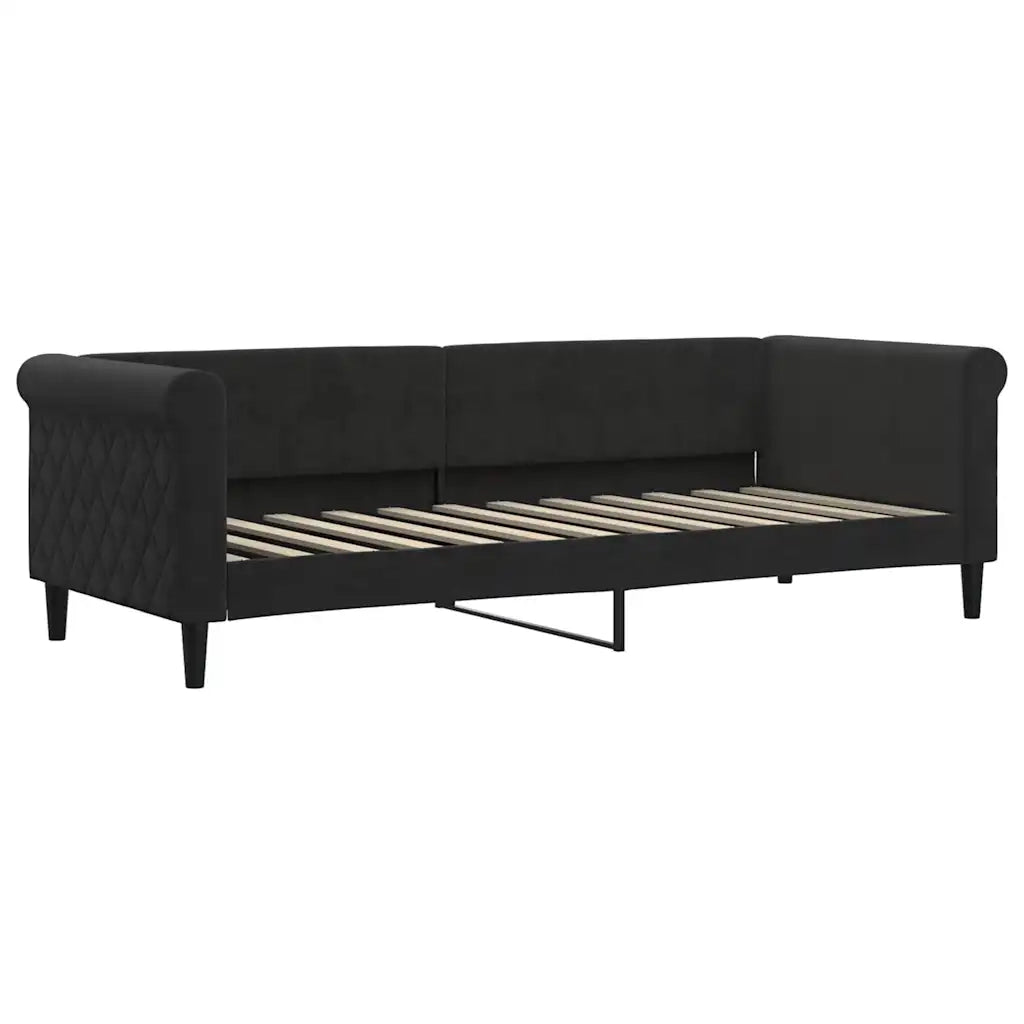Divano Letto Estraibile con Materassi Nero 80x200 cm Velluto 3197792