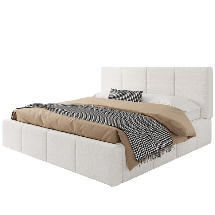 Letto doppio imbottito 180x200cm - Xylo - bouclé beige idraulico