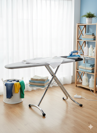 Asse da Stiro Completo Combiboard Profi 125x48 cm con Piano Stiramaniche e Ripiano Regolabile in Altezza