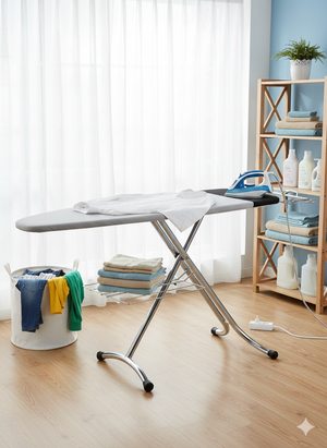 Asse da Stiro Completo Combiboard Profi 125x48 cm con Piano Stiramaniche e Ripiano Regolabile in Altezza