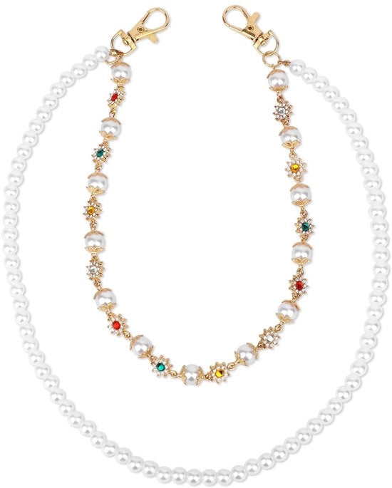 Catena di Jeans in Doppio Livello - Catena per Abbigliamento Uomo/Donna - Chiave Ongiusto - Accessori per Cinture - Colore: Multicolore - Materiale: Lega/Plastica/Strass