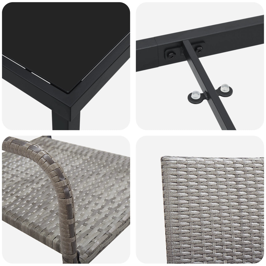 Set di Mobili da Giardino 7 Pezzi Grigio Polyrattan