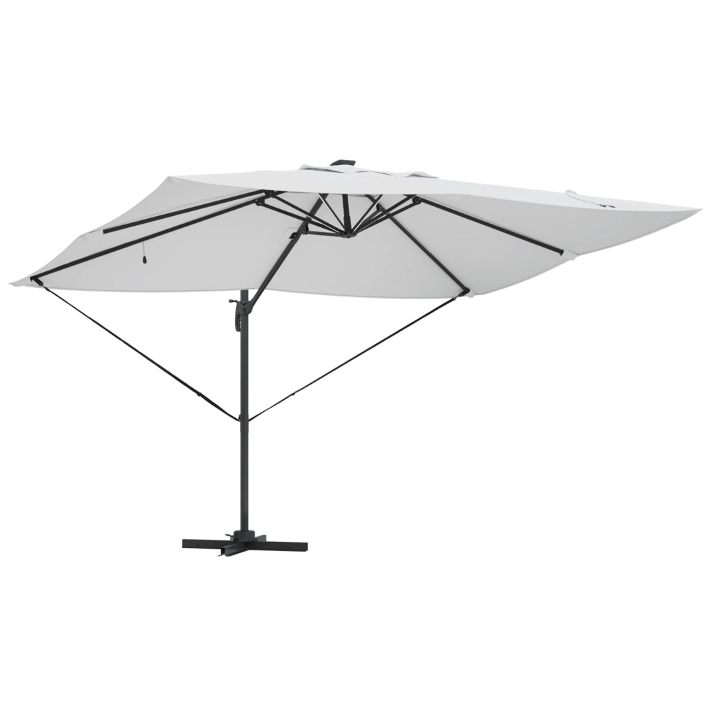 Ombrellone a Sbalzo con LED Sabbia 352x251x265 cm Alluminio