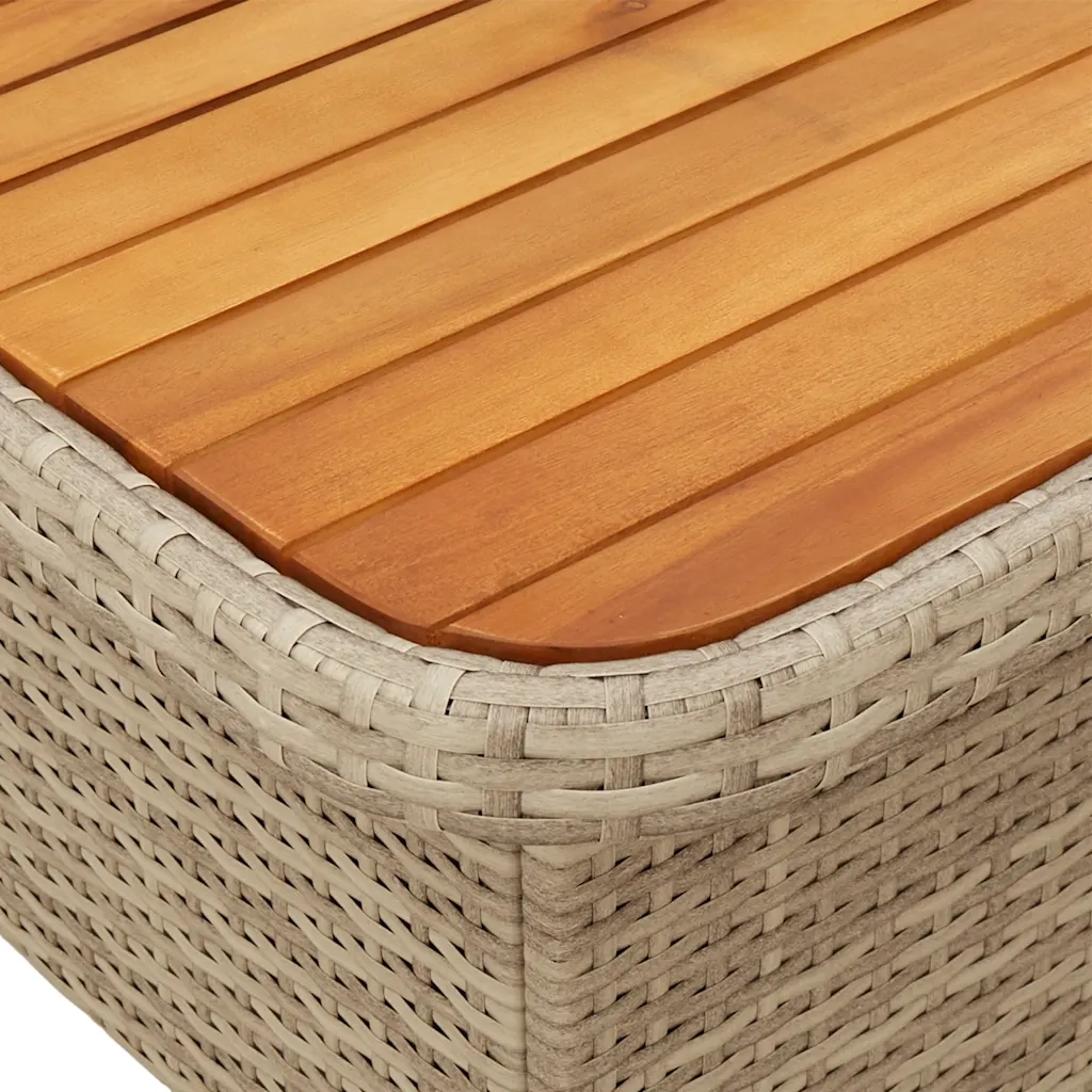 Tavolo da Giardino Beige 110x110x71cm Polyrattan e Legno Acacia