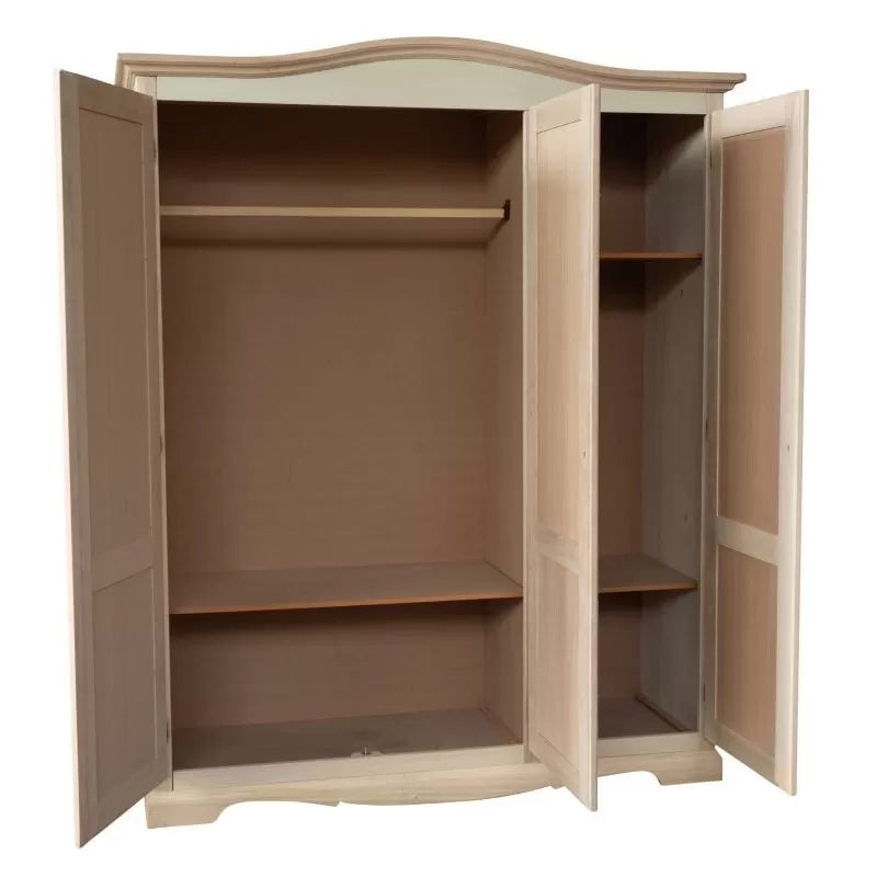 Armadio 3 ante cappello sagomato in legno grezzo 158x56x197 - Mobili 2G