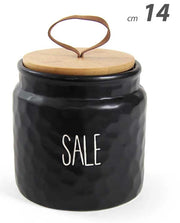 Barattoli in Ceramica Nera Opaca con Coperchio in Bambù Colore e Fantasia: SALE