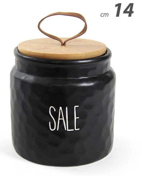 Barattoli in Ceramica Nera Opaca con Coperchio in Bambù Colore e Fantasia: SALE
