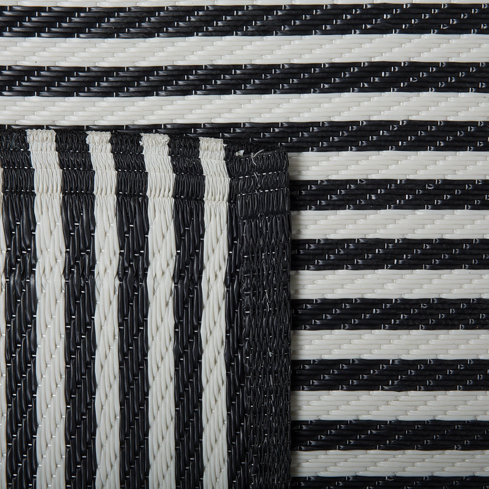 Tappeto per esterno Mat Nero sintetico 90 x 180 cm a righe motivo geometrico ecologico moderno minimalista