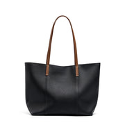 Borsa a mano grande da donna in vera pelle, colore nero, ideale per il tempo libero.