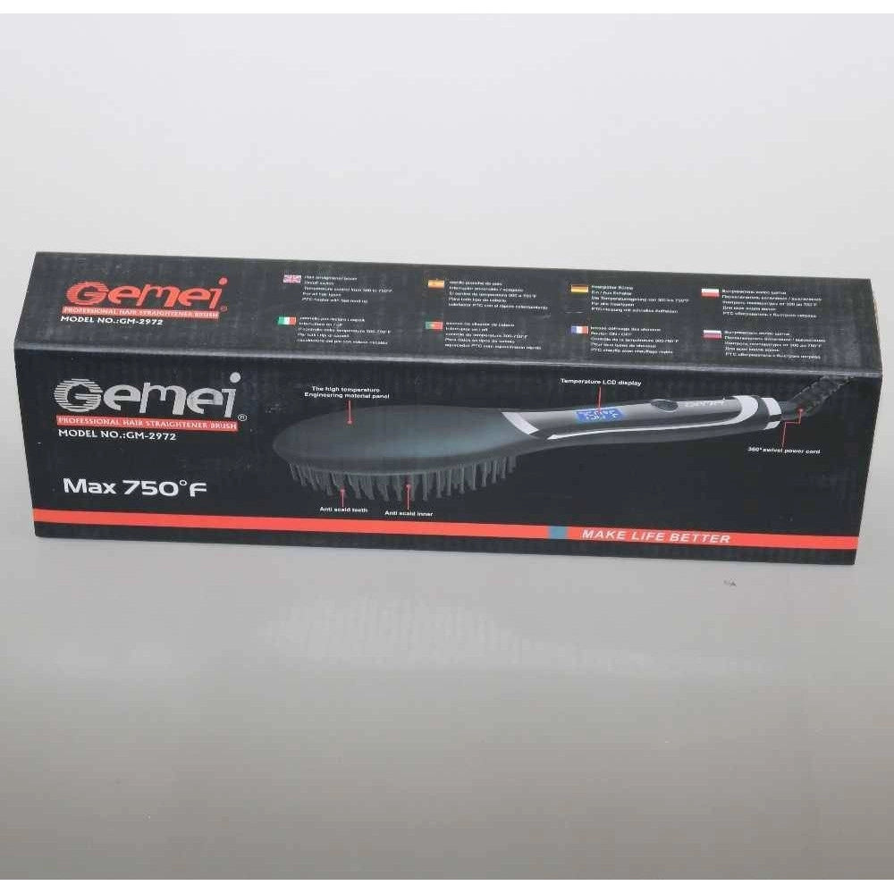 Trade Shop - Spazzola Per Capelli Professionale Elettrica Pettine Display Lcd Lisci Gm-2972 -