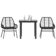 Set Mobili da Pranzo per Giardino 3 pz Nero Polyrattan Vetro 3334534