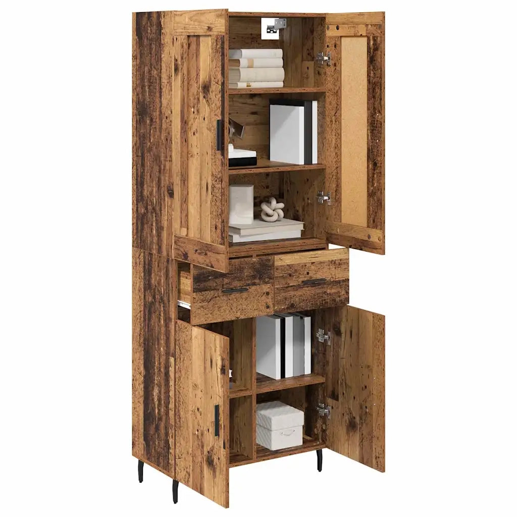 Credenza 2 pz-Set di 2 Buffet-Armadio da cucina Legno vecchio Legno Stratificato e Vetro 320383