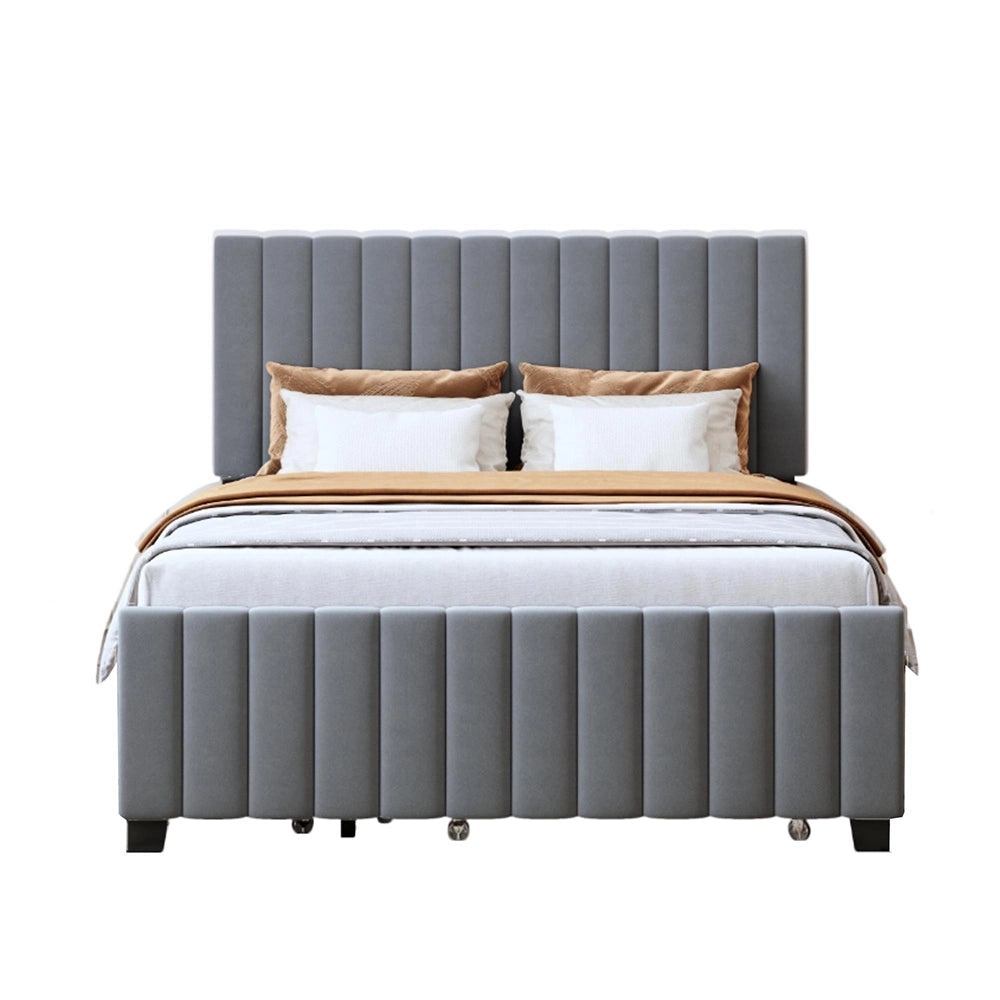 Letto 140x190cm?- Xylo - gigogne 2 cassetti velluto grigio