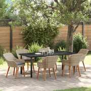 Set da Pranzo per Giardino 7 pcs Grigio chiaro polyrattan