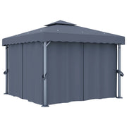 Gazebo con Tende 3x3 cm Antracite Alluminio