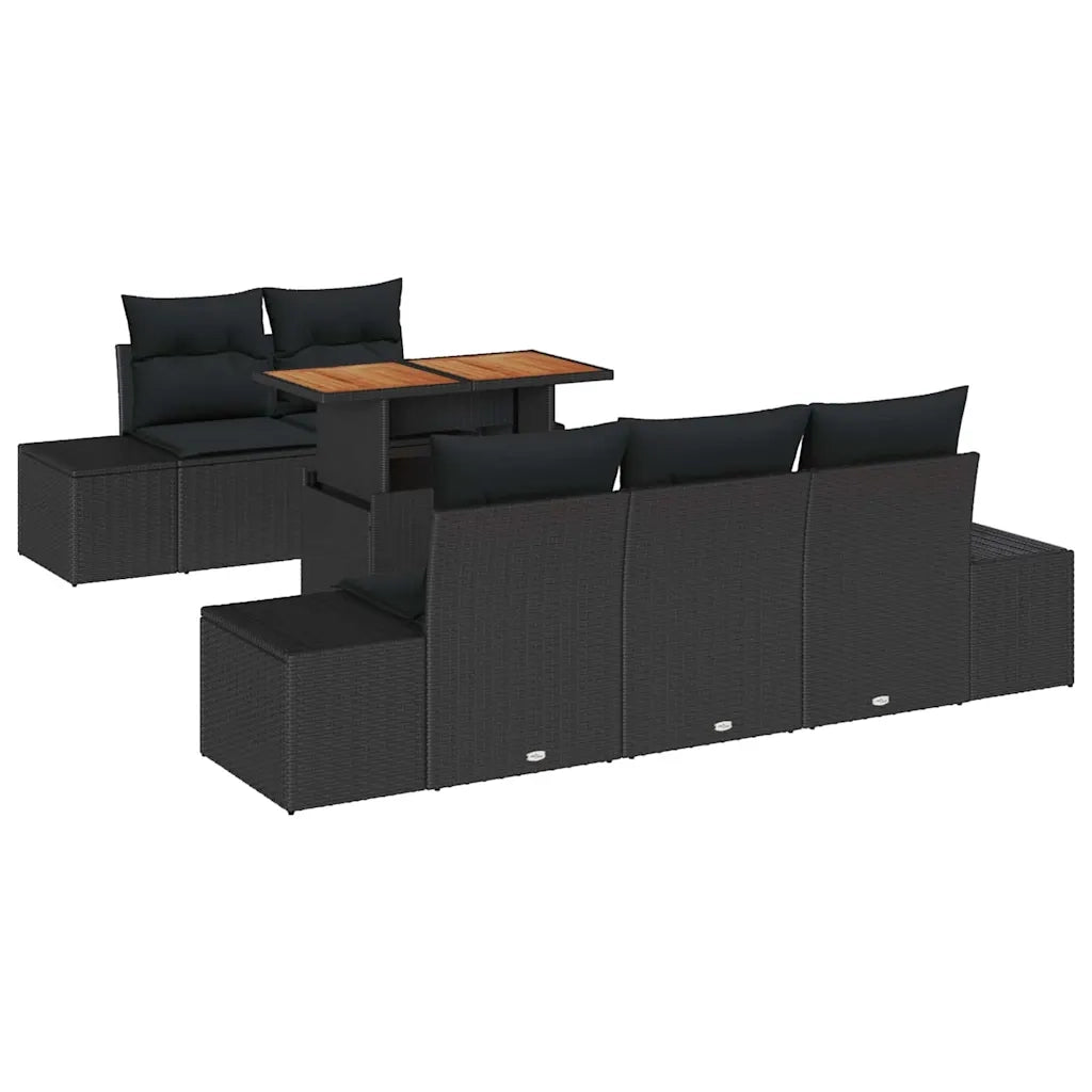 Set Divano da Giardino con archiviazione 6 pcs Nero Poly Rattan 3358641