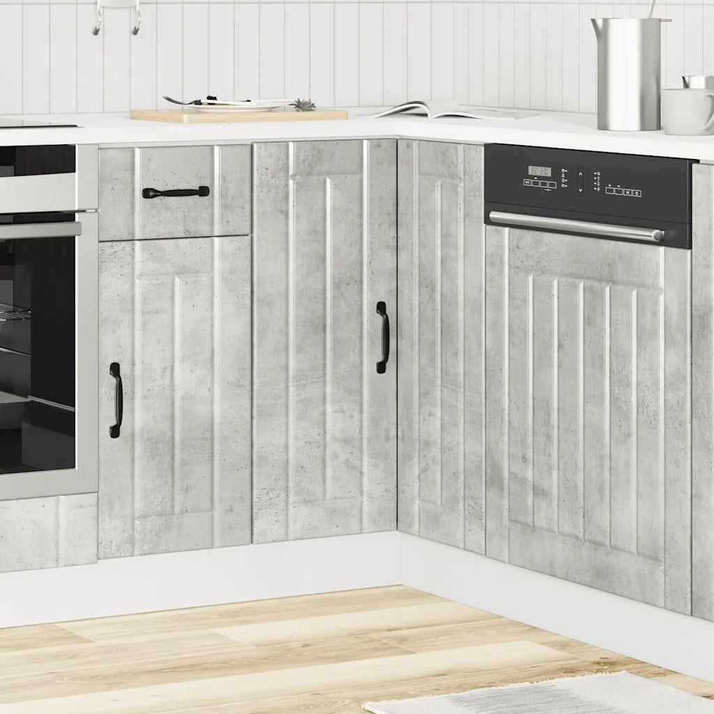 Mobile Base ad Angolo Cucina-Base ad Angolo Cucina Lucca Grigio Cemento in Truciolato