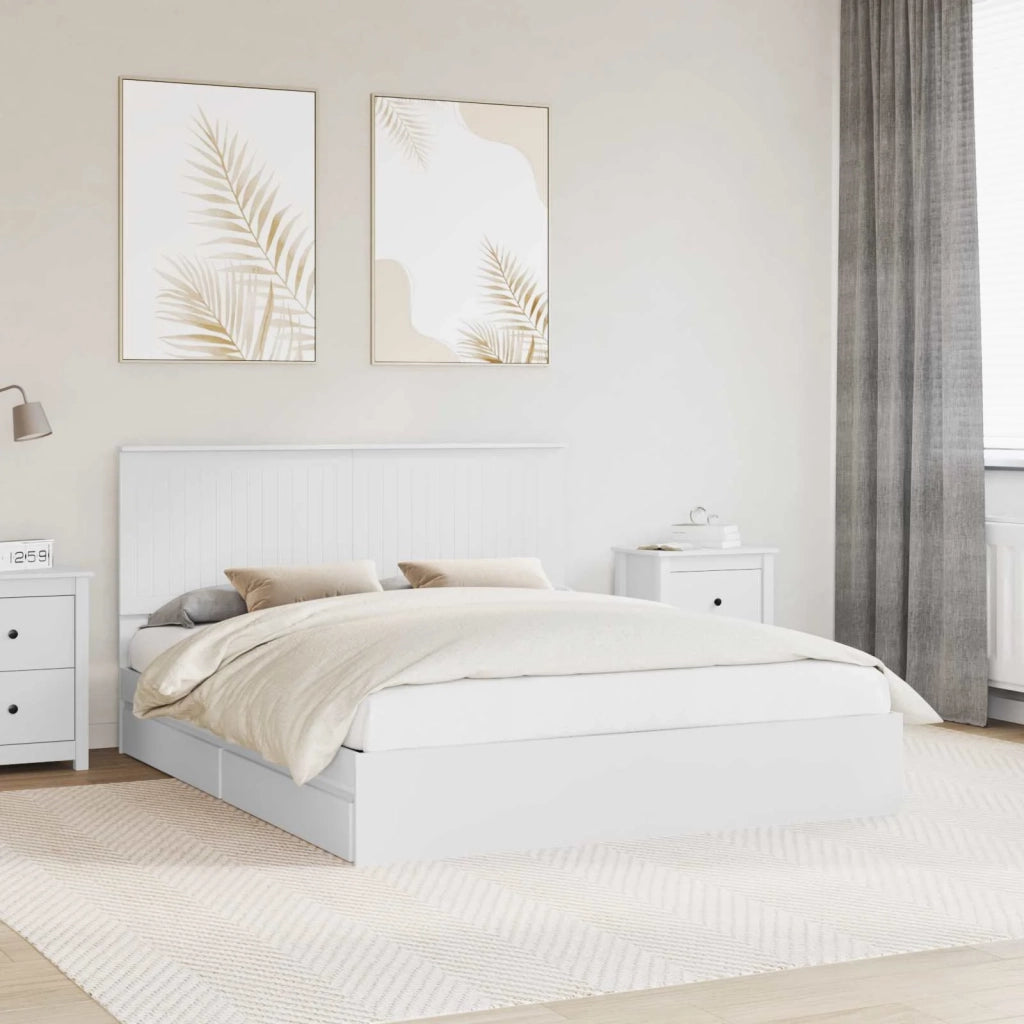 Letto con Contenitore Bianco 160 x 200 cm Legno multistrato 3411187