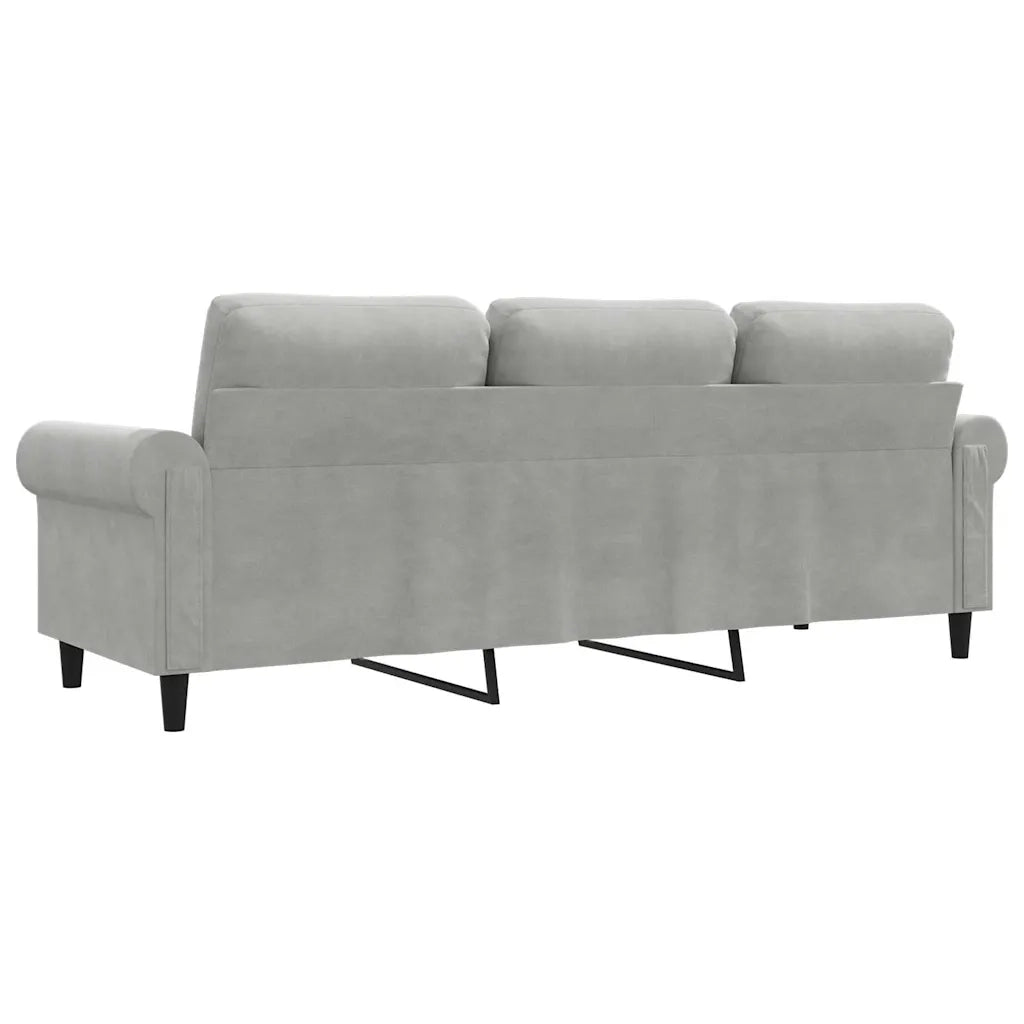 Divano a 3 Posti Grigio Chiaro 180 cm in Velluto 359539