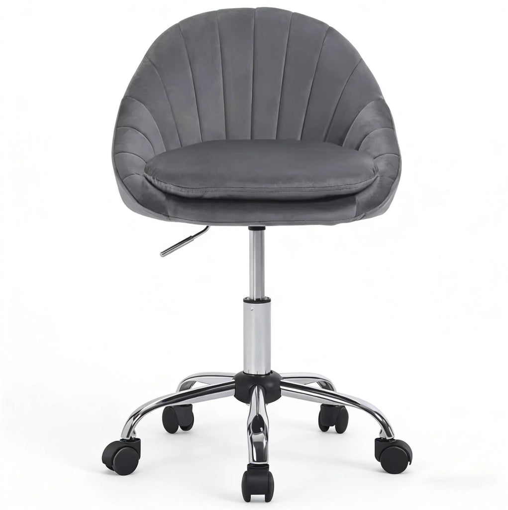 Sedia da ufficio ergonomica girevole in velluto grigio scuro