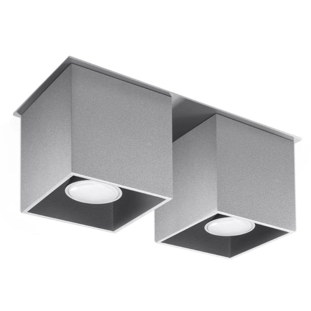 Lampada da parete moderna in alluminio grigio Quad Deep Space 2x GU10 LED Max 10W