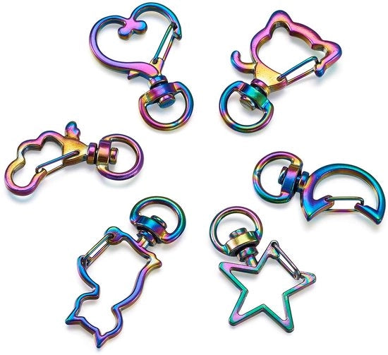 Ferramenta per creare gioielli - 12 pezzi - Multicolore - Lega - Chiave da parete - Sieramenti - Forme diverse - Chiusura a carabina