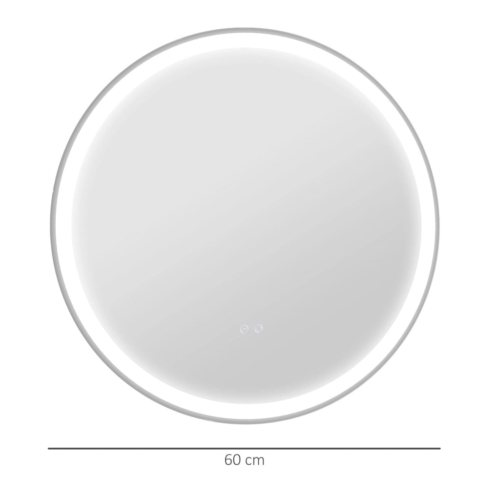 Specchio da bagno LED Ø 60 cm con touch, funzione memoria e antiappannamento, cornice in alluminio