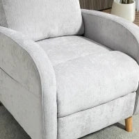 Poltrona Reclinabile 150° max con Poggiapiedi, in Tessuto Effetto Lino, 68x90x106 cm, Grigio Chiaro