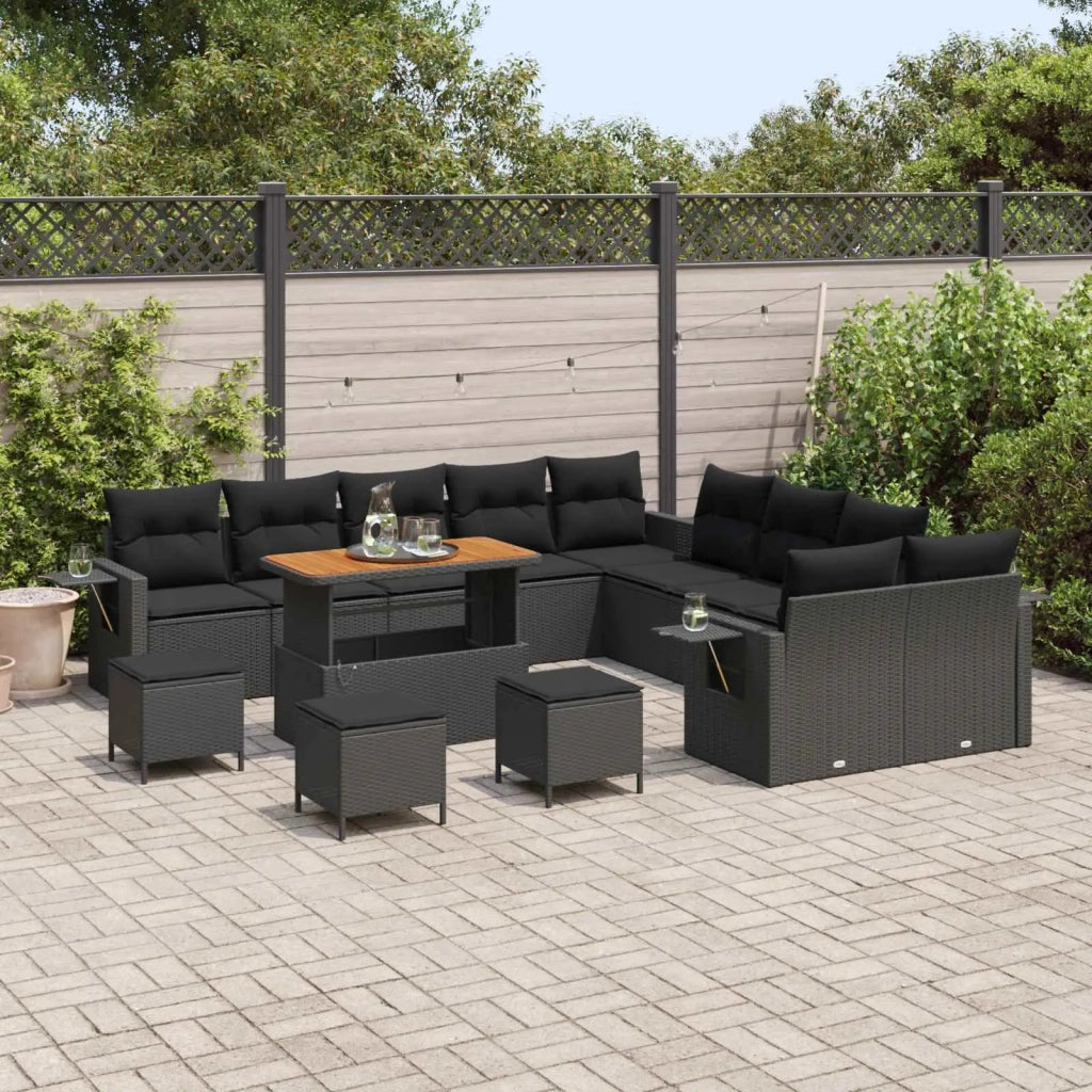 Set Divano da Giardino 14 pcs Nero polyrattan 3361809