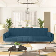 Divano Letto a 2 Posti con 2 Cuscini Blu in Velluto 337581
