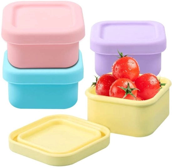 Contenitori per cibi in silicone, 4 pezzi, 180 ml, con coperchio, stivibili, impermeabili, riutilizzabili