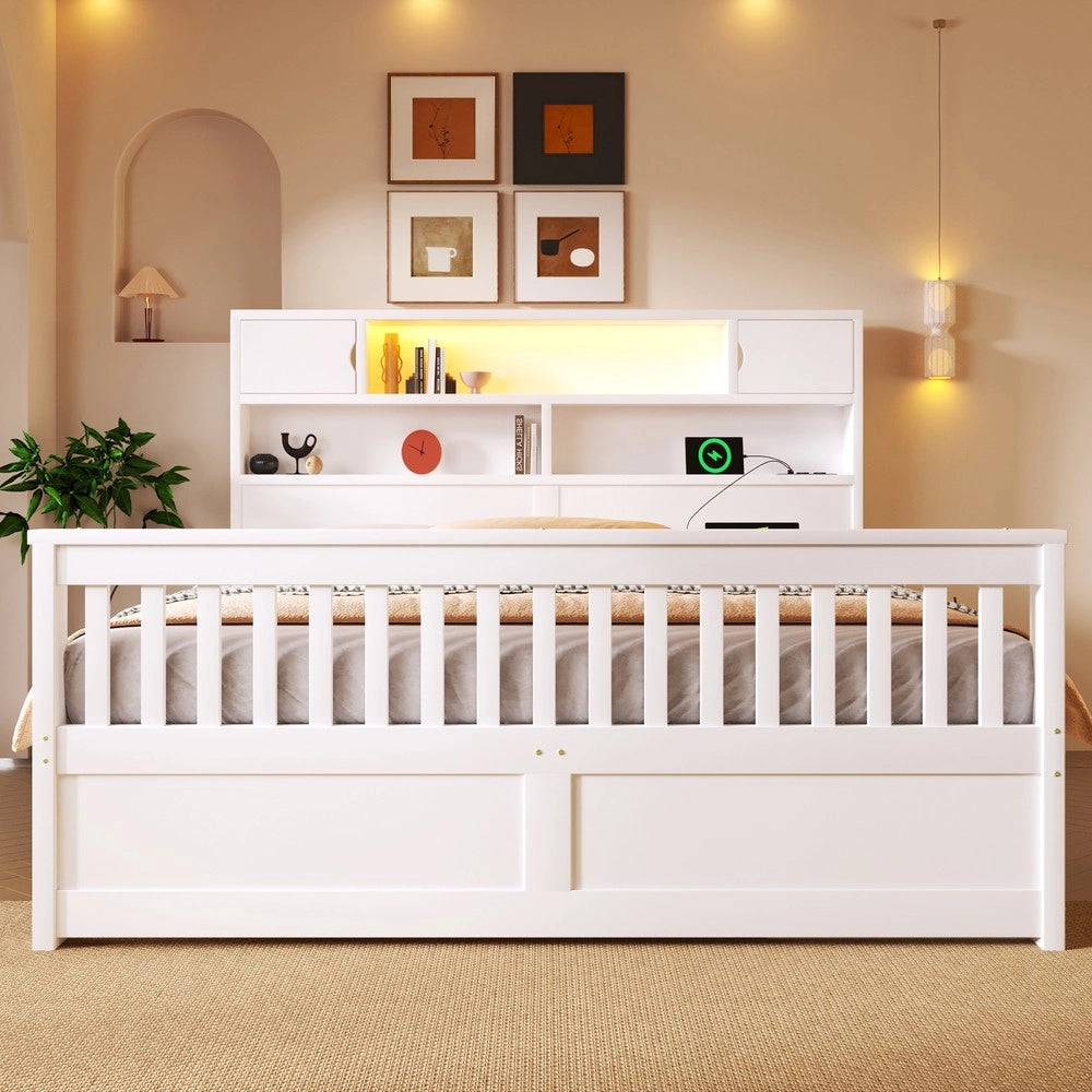 Letto Contenitore con LED, USB e Cassetti ¨C Xylo ¨C Bianco 160x200