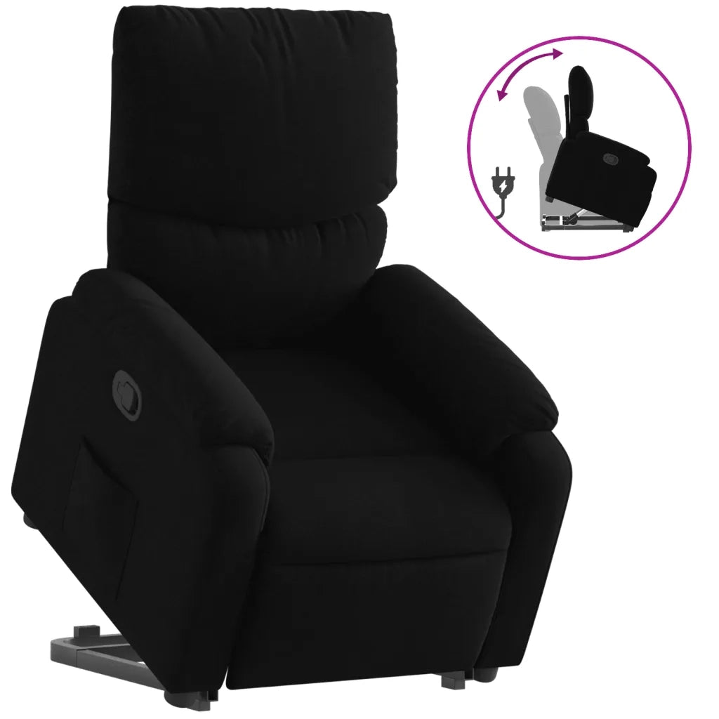 Poltrona Alzapersona Reclinabile Nera in Tessuto 3204826