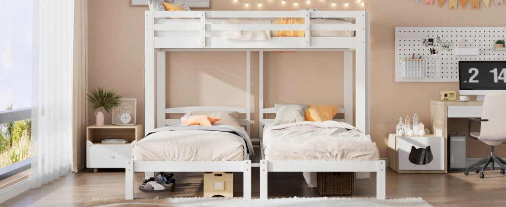 Letto a tre piani - Xylo - 90x200 - Bianco - Senza materasso