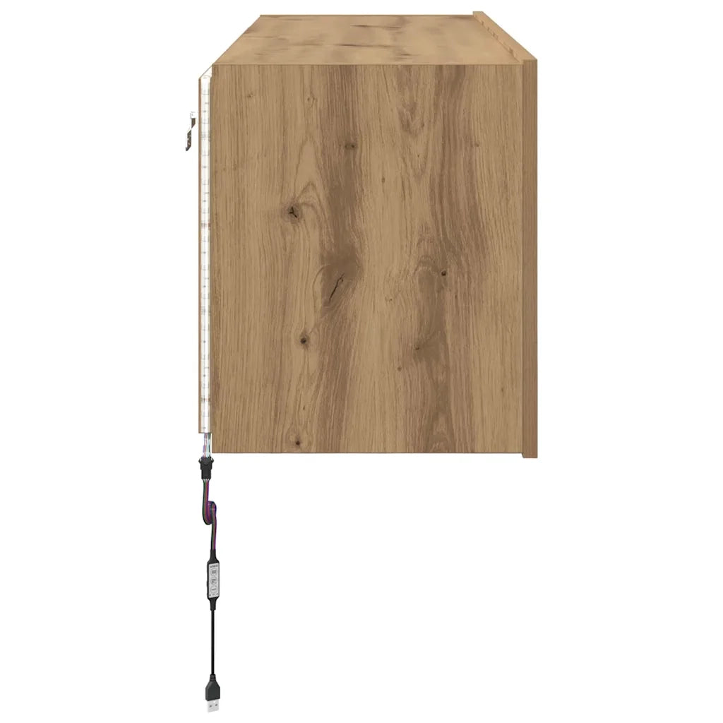 Mobile TV da parete con LED Rovere artigianale 100 x 35 x 41 cm