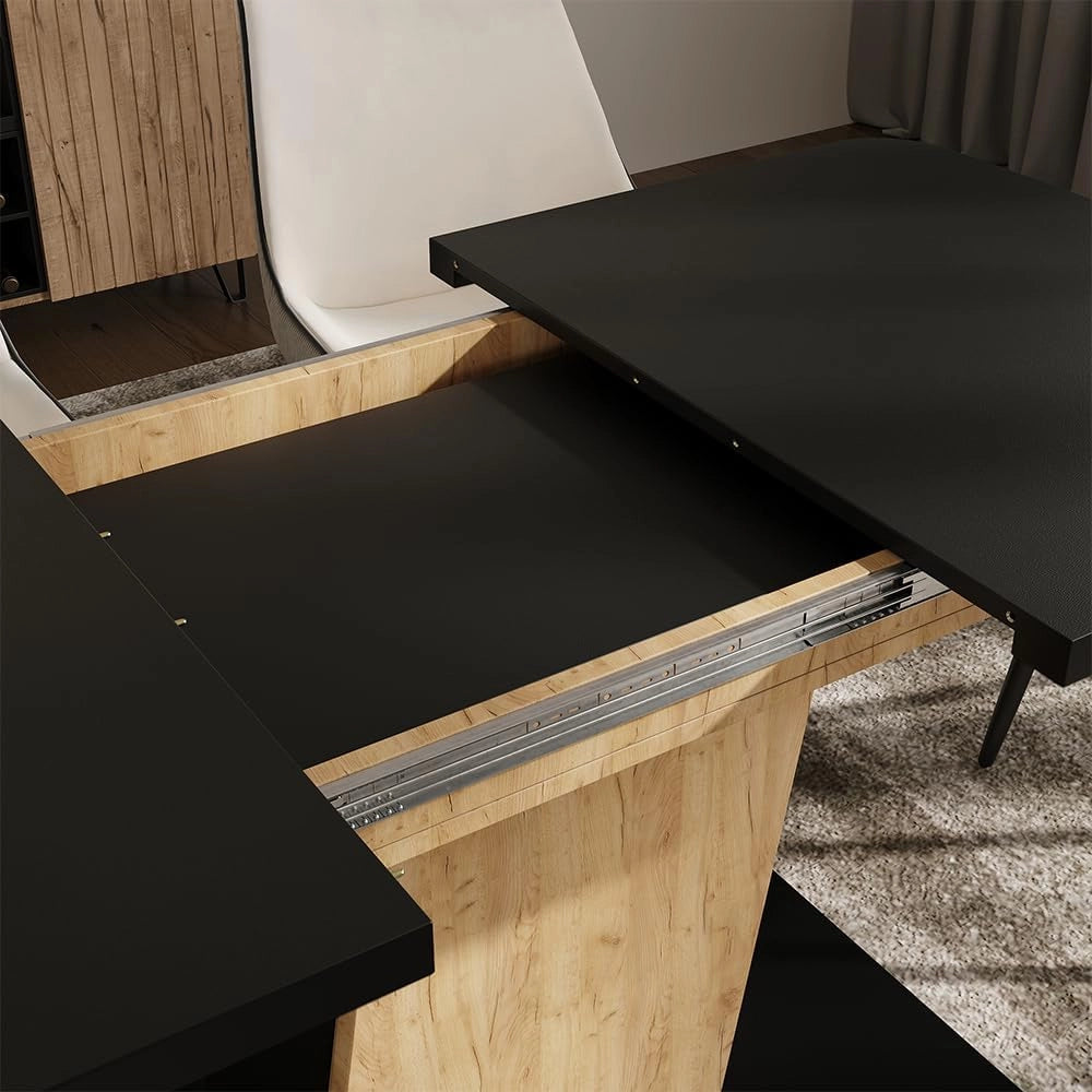 tavolo da pranzo allungabile Fenaro, Rovere nero/oro, 120 x 80 cm estensibile, estendibile per un'adeguata regolazione delle dimensioni del tavolo