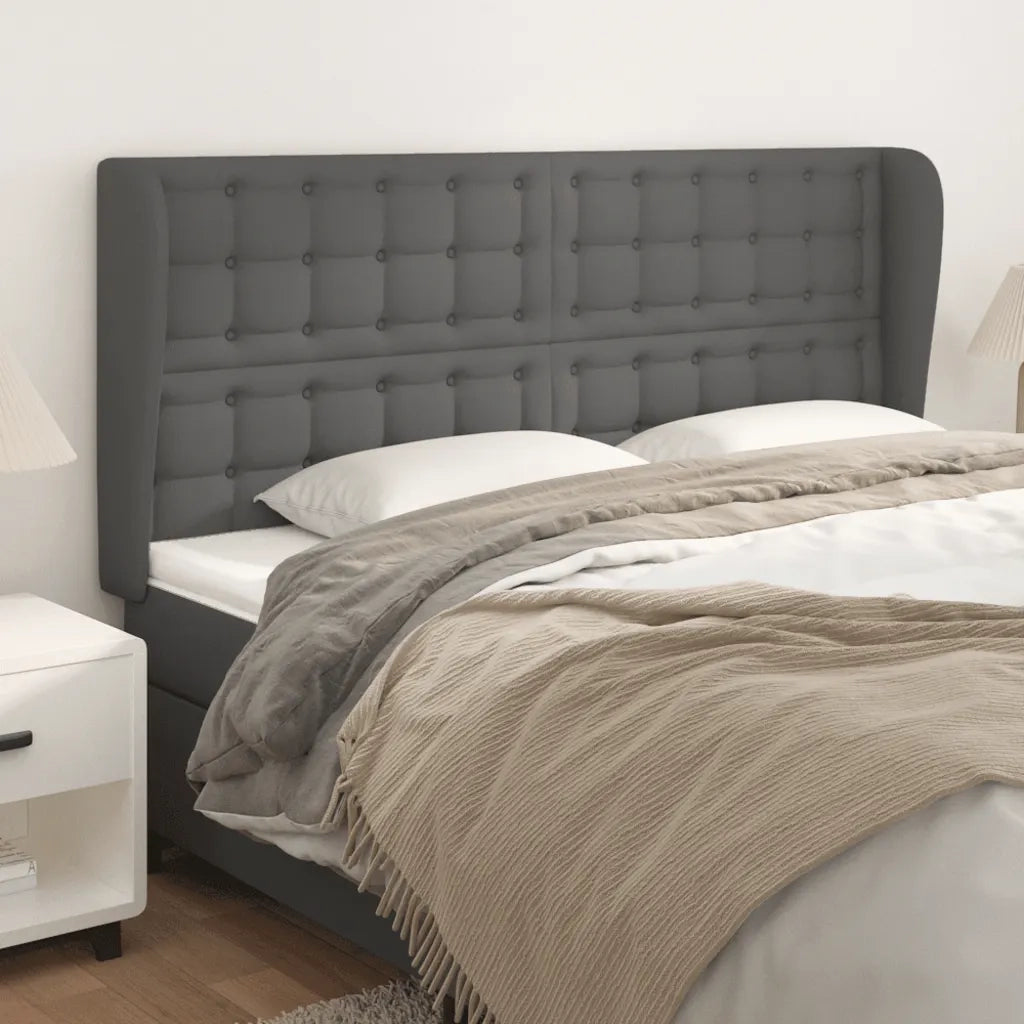 Testiera | Testata ad Orecchio Grigio 163x23x118/128cm in Similpelle