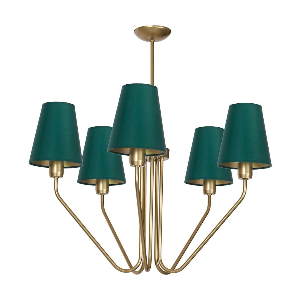 Lampadario 5 luci E27 Victoria MLP4908 verde ottone Milagro